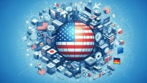 An artistic portrayal of the connection between tariffs, economic strain, and potential global conflicts
