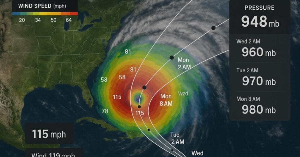 AI-powered tropical storm Gil hurricane tracker displaying machine learning storm predictions and smart tracking technology