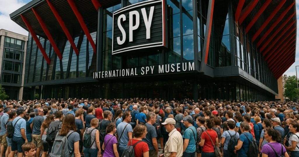 International Spy Museum entrance and visitors entering the Washington, DC, location in 2025