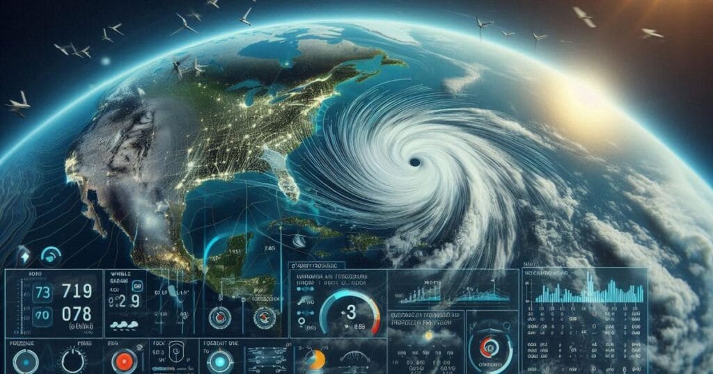 Smart tropical storm Gil hurricane tracker using AI technology for automated storm predictions and family safety alerts